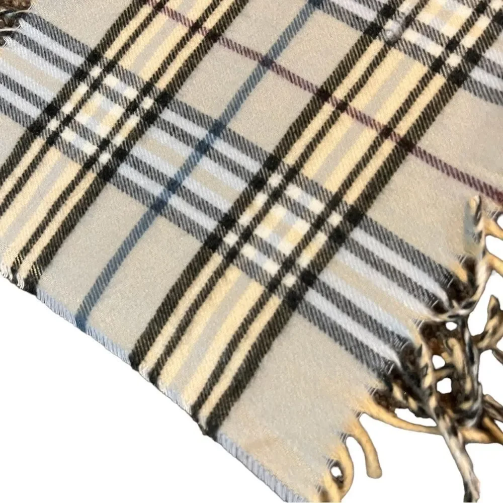 Preston & York Scarf Made in Germany Super Soft Fringe plaid blue/beige/black
